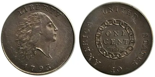 1793 Chain AMERI. Flowing Hair large cent: This coin has the recognition as the first regular issue released by the U.S. Mint. 1793 Chain AMERI. Flowing Hair large cent: This coin has the recognition as the first regular issue released by the U.S. Mint.