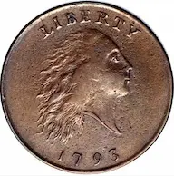 1793 Flowing Hair Cent Chain Reverse AMERI.