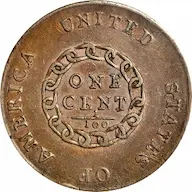 1793 Chain cent with periods reverse