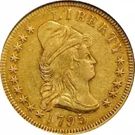 1795 Capped Bust $10 eagle, 9 Leaves obverse