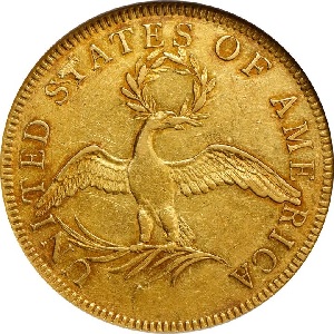 1795 Capped Bust $10 eagle, 9 leaves reverse