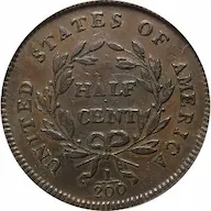 Values of 1795 Liberty Cap Right half cent, Lettered Edge, Pole