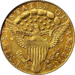 1796 Capped Bust $2.50 quarter eagle, No Stars key date gold coin