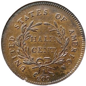 Early U.S. key date -- 1796 Liberty Cap Right half cent with Pole
