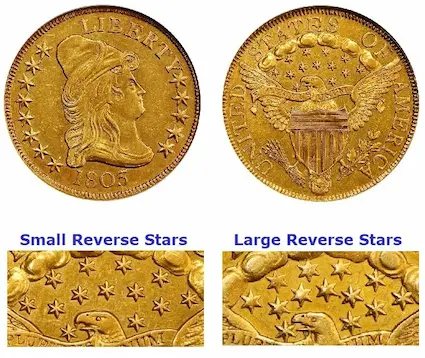 1803 Capped Bust Large Eagle $10 Eagle, Large Reverse Stars