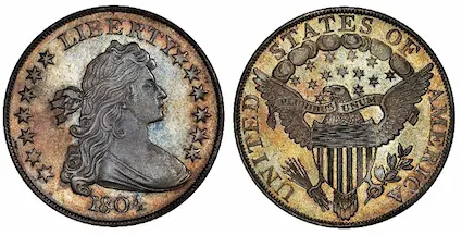 The 1804 Draped Bust silver dollar is one of the most famous coins in existence, long recognized as the "King of American Coins". This example sold for $7.68 million in 2021.