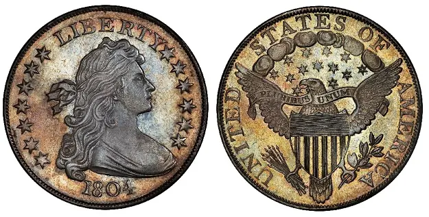The 1804 Draped Bust silver dollar is one of the most famous coins in existence, long recognized as the "King of American Coins". This example sold for $7.68 million in 2021.