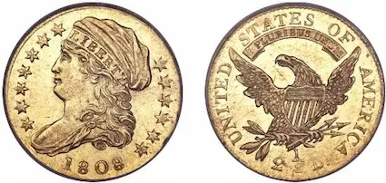 The Capped Draped Bust quarter eagle was minted only in 1808. This one year type coin enjoys superstar status in numismatic circles. The Capped Draped Bust quarter eagle was minted only in 1808. This one year type coin enjoys superstar status in numismatic circles.