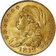 1812 Capped Draped Bust $5 half eagle