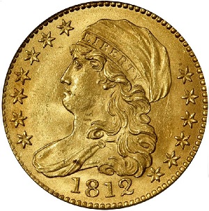 1812 Capped Draped Bust $5 half eagle