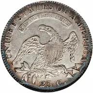 Price trend comparison of the common date 1820 Capped Bust quarter, Small 0, to key date rare coins.