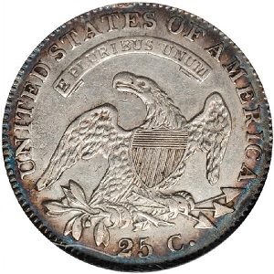Price trend comparison of the common date 1820 Capped Bust quarter, Small 0, to key date rare coins.