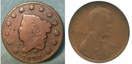 Although the number of surviving 1914-D Lincoln cents is far greater than that of the 1821 Coronet large cent, the value of the 1914-D is much higher due to collector demand. Although the number of surviving 1914-D Lincoln cents is far greater than that of the 1821 Coronet large cent, the value of the 1914-D is much higher due to collector demand.