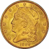 1830 Capped Head $5 Half Eagle Small 5D