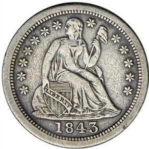 1843-O Seated Liberty Dime historic value trend analysis