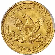 Common Date gold coin: 1847 Coronet $5 Half Eagle
