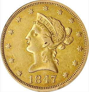 1847-O Coronet $10 Eagle