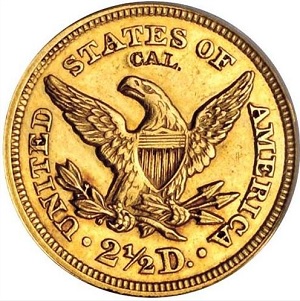 Historic 1848 Coronet $2.50 quarter eagle with CAL. reverse