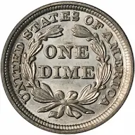 1850 Seated Liberty dime reverse photo
