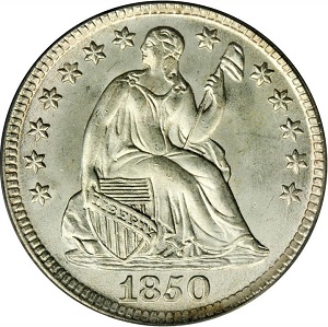 1850 Seated Liberty half dime