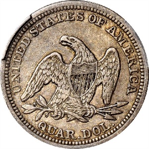 Value trends of the 1853 Seated Liberty quarter, No arrows or rays