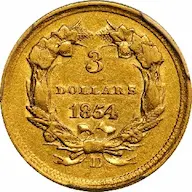 1854-D Indian Head three dollar classic rarity