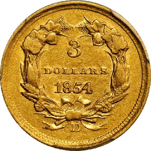 1854-D Indian Head three dollar classic rarity
