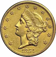 1854-O Coronet $20 double eagle photos