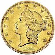 1857-O Coronet $20 Double Eagle photos
