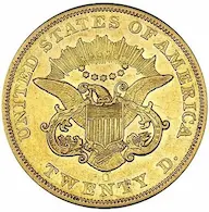 1857-O Coronet $20 Double Eagle historic value trends