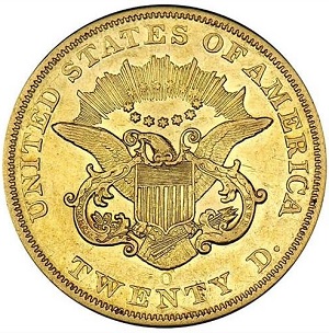 1857-O Coronet $20 Double Eagle historic value trends