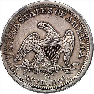 Values of 1858-S Seated Liberty quarter