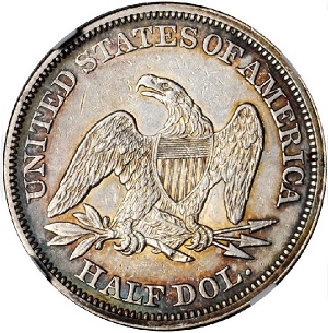 Values comparison:  Common Date 1858 Seated Liberty half dollar vs. rare key date Seated Liberty half dollars
