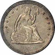 1859-S Seated Liberty quarter photos