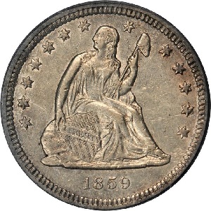 1859-S Seated Liberty quarter photos