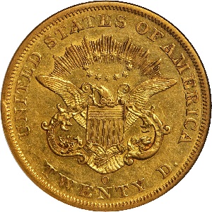 rare key date gold coin 1860-O $20 double eagle
