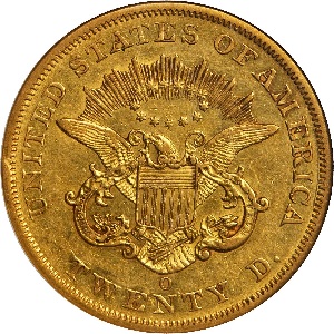 rare key date gold coin 1860-O $20 double eagle