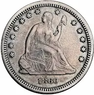 1860-S Seated Liberty quarter pics