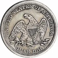 Value trend history of 1860-S Seated Liberty quarter