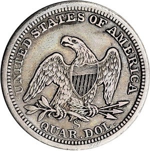 Value trend history of 1860-S Seated Liberty quarter