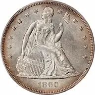 1860-O Seated Liberty dollar