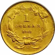 1861-D Type 3 gold dollar photos