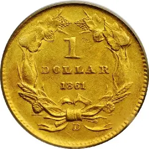 1861-D Type 3 gold dollar photos