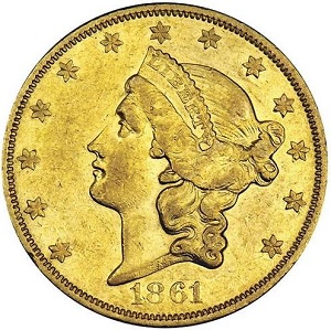 1861-O Coronet $20 double eagle images