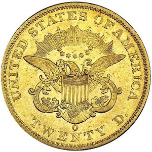 New Orleans key date gold coin 1861-O Coronet $20 double eagle
