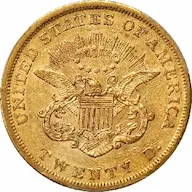 1862 Coronet $20 Double Eagle: Rare gold coin values