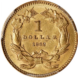 Compare the Common Date 1862 Type 3 Gold Dollar to rare key dates.