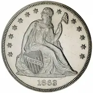 1863 Seated Liberty dollar obverse