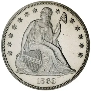 1863 Seated Liberty dollar obverse