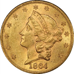 1864 Coronet $20 double eagle pics